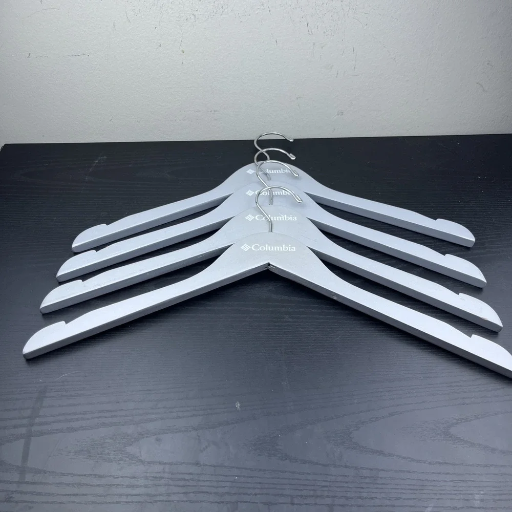 Columbia Sportswear Company Wooden Clothes Hangers Gray Set of 4